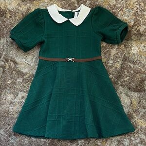 Janie and Jack Forest Green Dress with White Collar